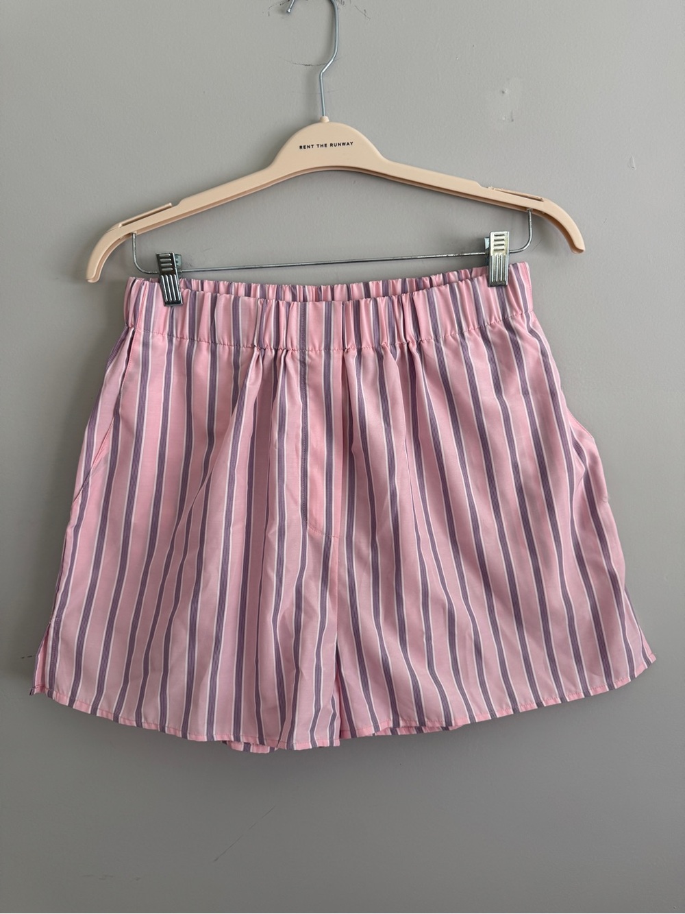 Pink Striped Elastic-Waist Women’s Shorts